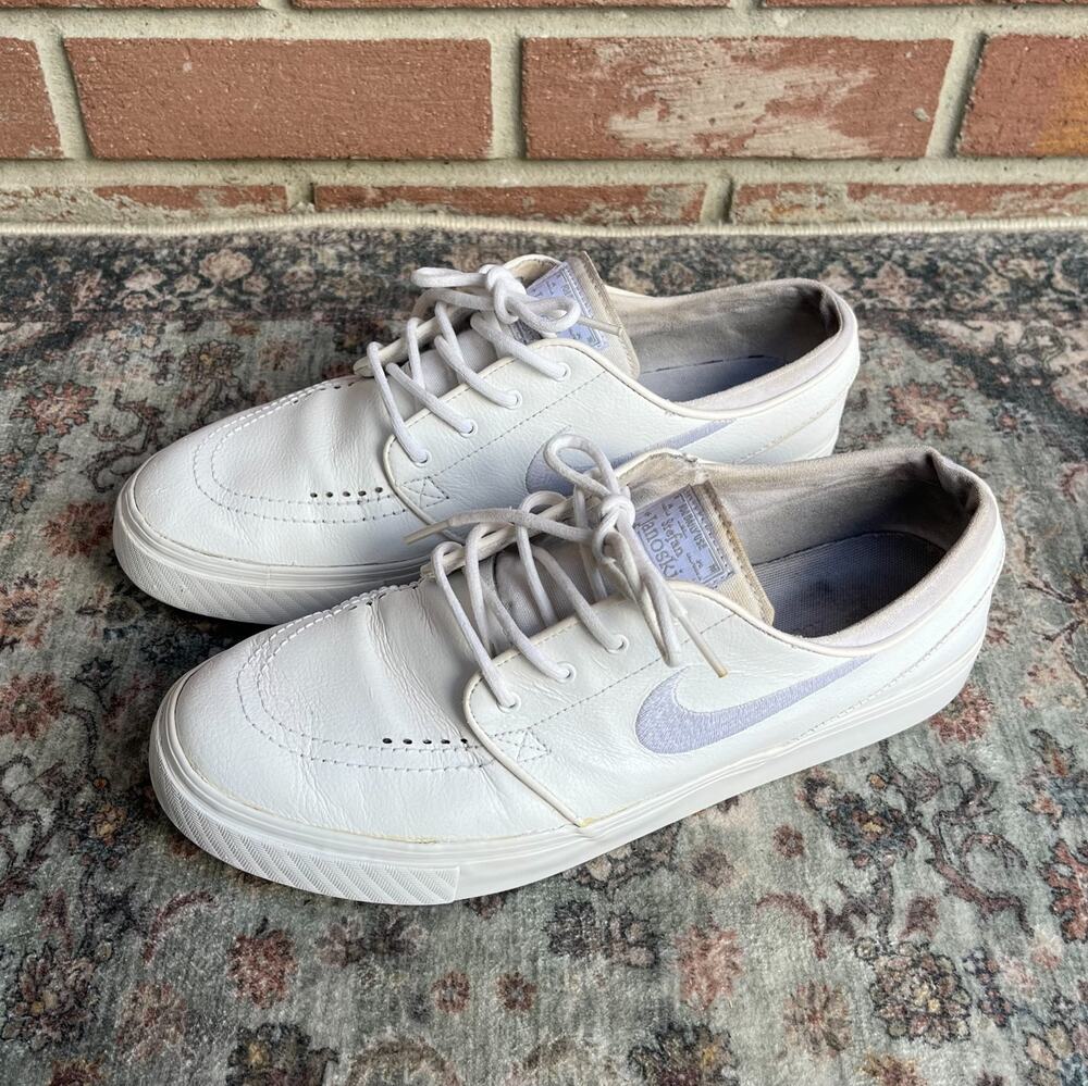 Nike SB Zoom Stefan Janoski All White Leather / Men 9.5 / Skate Shoes 616490-110